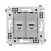 Компьютерная розетка RJ-45 без шторки в стену, кат.6 двойная экранированная, Avanti, закаленная сталь
