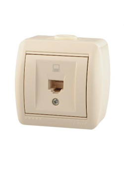Розетка компьютерная 1-м ОП Nata RJ45 16А IP20 крем. LEZARD 710-0300-139