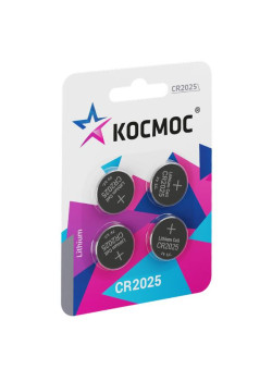 Элемент питания литиевый CR2025 4хBL (блист.4шт) КОСМОС KOC2025BL4