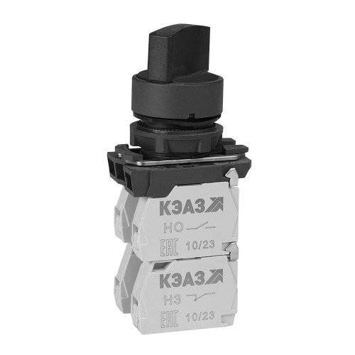 Переключатель КПЕ2122Р-черный-2но+2нз-ручка-фикс-3поз-IP40-КЭАЗ