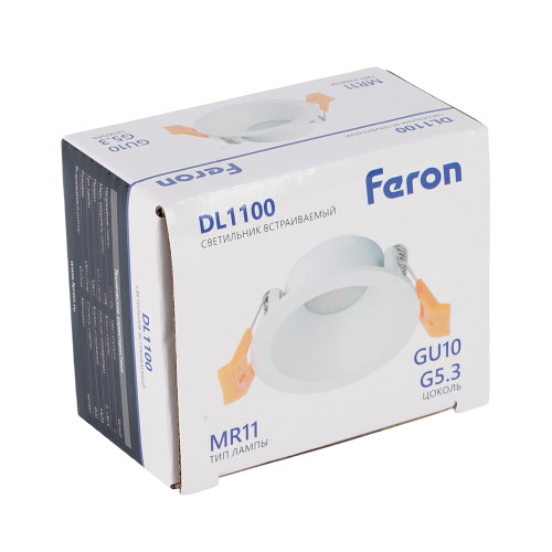 Светильник встраиваемый Feron DL1100 потолочный MR11 G5.3, GU10 белый