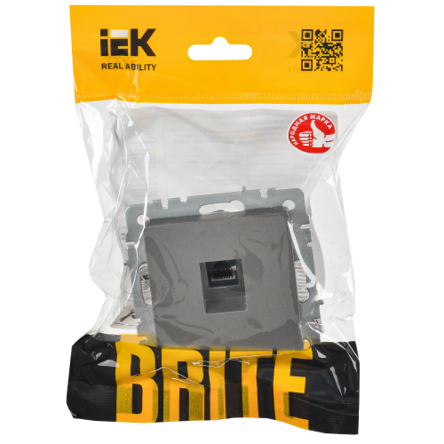 BRITE Розетка компьютерная RJ45 кат.6 РК11-БрС сталь IEK BRITE Розетка компьютерная RJ45 кат.6 РК11-БрС сталь IEK