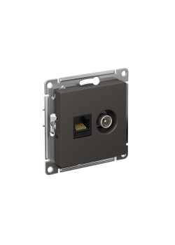 ATLASDESIGN РОЗЕТКА двойная ТВ + компьютерная RJ45 кат. 5e, механизм, БАЗАЛЬТ