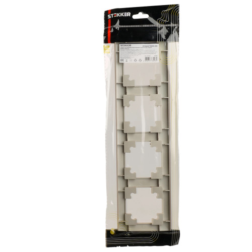 Рамка STEKKER, PFR00-7004-02 4-местная, пластик, серия Катрин, шампань Рамка STEKKER, PFR00-7004-02 4-местная, пластик, серия Катрин, шампань