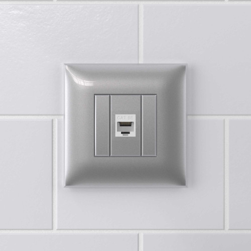 Компьютерная розетка RJ-45 без шторки в стену, кат.5е одинарная, Avanti, закаленная сталь Компьютерная розетка RJ-45 без шторки в стену, кат.5е одинарная, Avanti, закаленная сталь