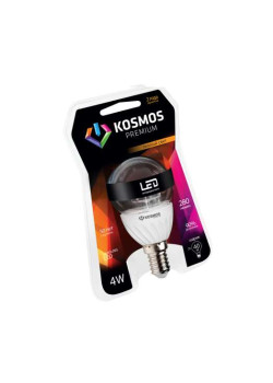 Лампа светодиодная KOSMOS premium 4Вт Шар прозрачный 45мм E27 230В 3000К Космос KLED4wGL45230vE2727C