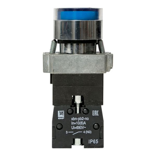 Кнопка BA61 с подсветкой 230В синяя NO IP65 EKF