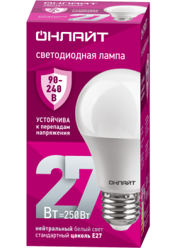 Лампа светодиодная 90 407 OLL-A60-27-230-4K-E27 ОНЛАЙТ 90407
