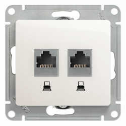 GLOSSA РОЗЕТКА двойная компьютерная RJ45+RJ45 кат. 5e, механизм, ПЕРЛАМУТР