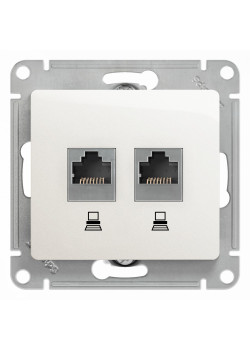 GLOSSA РОЗЕТКА двойная компьютерная RJ45+RJ45 кат. 5e, механизм, ПЕРЛАМУТР