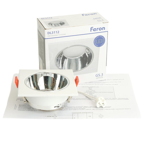 Светильник встраиваемый Feron DL3112 потолочный MR16 G5.3 белый + хром