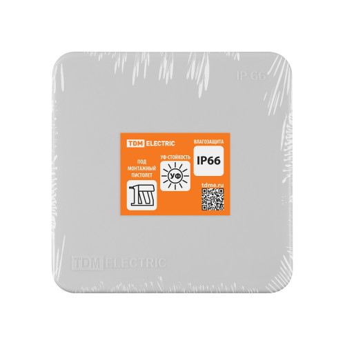 Коробка расп., двухкомп. для прямого монтажа ОП 80х80х40 мм, IP66, 8 вх., HF, серая, инд. шк. TDM