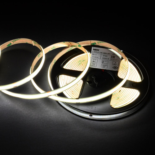 Лента светодиодная 5м COB 480LED/м 11Вт/м IP20 ширина 8мм 24В нейтральный белый IEK Лента светодиодная 5м COB 480LED/м 11Вт/м IP20 ширина 8мм 24В нейтральный белый IEK