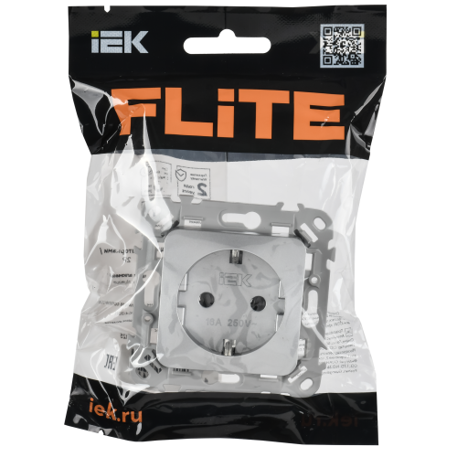 FLITE Розетка с заземлением без защитных шторок безвинтовое крепление 16А РС11-1-ФлА алюминий IEK FLITE Розетка с заземлением без защитных шторок безвинтовое крепление 16А РС11-1-ФлА алюминий IEK