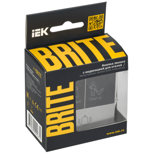 BRITE Кнопка звонка с индикацией для отелей 10А ВС10-1-9-БрА алюминий IEK BRITE Кнопка звонка с индикацией для отелей 10А ВС10-1-9-БрА алюминий IEK