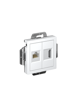 ATLASDESIGN РОЗЕТКА двойная HDMI+RJ45, кат. 5е, механизм, БЕЛЫЙ