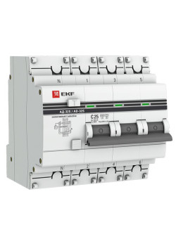 АВДТ АД-32 3P+N (S) 25А х-ка C 100мА тип AC эл. 4,5кА PROXIMA EKF
