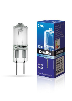 Лампа галогенная JD 35Вт капсула G6.35 3000К 240В Camelion 5203