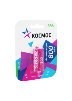Аккумулятор AAA/LR03 Ni-MH 800мА.ч (блист.2шт) КОСМОС KOCR03NIMH(800MAH)