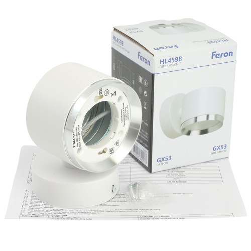 Светильник настенный Feron HL4598 Barrel DUET 12W, 230V,GX53, белый + хром IP20 Светильник настенный Feron HL4598 Barrel DUET 12W, 230V,GX53, белый + хром IP20