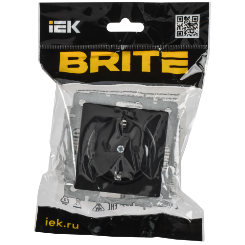 BRITE Розетка 1-местная с заземлением без защитных шторок 16А безвинтовое крепление РС21-1-0-БрЧ черный IEK BRITE Розетка 1-местная с заземлением без защитных шторок 16А безвинтовое крепление РС21-1-0-БрЧ черный IEK