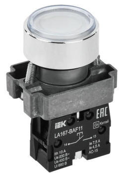 Кнопка LA167-BAF11 d22мм 1з бел. IEK BBT20-BAF11-1-22-67-K01