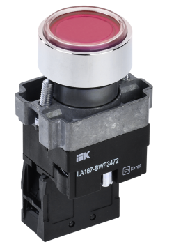 Кнопка управления LA167-BWF3472 d=22мм RC 1NC с подсветкой красная IEK