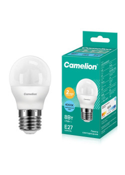 Лампа светодиодная LED8-G45/845/E27 8Вт шар 4500К бел. E27 750лм 170-265В Camelion 12394