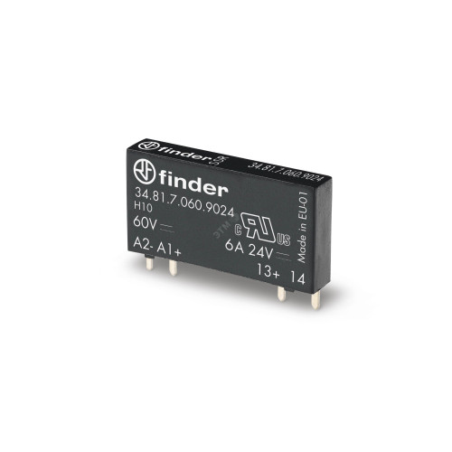 Реле ультратонкое твердотельное, монтаж на печатную плату, выход 6A24В DC, вход 24В DC, влагозащита RTIII