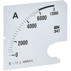 Шкала сменная для амперметра Э47 6000/5А класс точности 1,5 96х96мм IEK