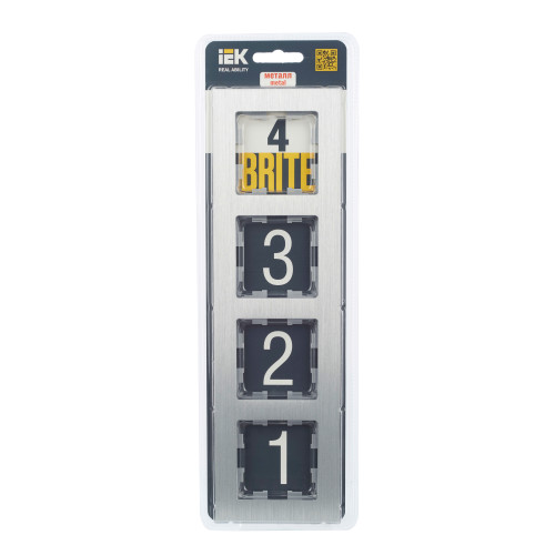 BRITE Рамка 4 -местная РУ-4-1-БрА металл алюминий IEK BRITE Рамка 4 -местная РУ-4-1-БрА металл алюминий IEK
