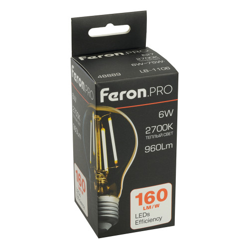 Лампа светодиодная Feron.PRO LB-1106 Шар E27 960LM 6W 175-265V 2700K