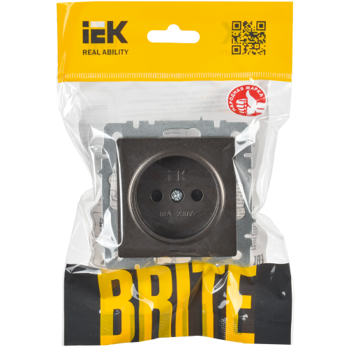 BRITE Розетка 1-местная без заземления с защитными шторками 10А РСш10-2-БрТБ темная бронза IEK BRITE Розетка 1-местная без заземления с защитными шторками 10А РСш10-2-БрТБ темная бронза IEK