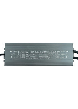 Трансформатор электронный для светодиодной ленты 250W 24V IP67 (драйвер), LB007 FERON