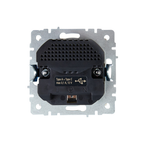 BRITE Розетка 1-местная с заземлением с защитными шторками 16А с USB A+C 18Вт РЮш11-1-БрКр бежевый IEK