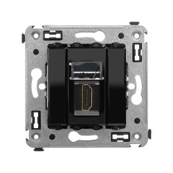 HDMI розетка одинарная в стену, тип А-А, Avanti, черный квадрат