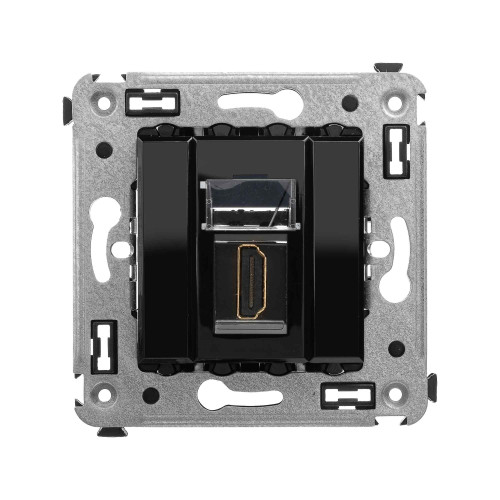 HDMI розетка одинарная в стену, тип А-А, Avanti, черный квадрат