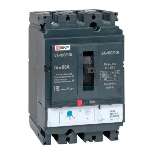 ВА-99C 100/80А 3P 35кА с термомагнитным расцепителем EKF