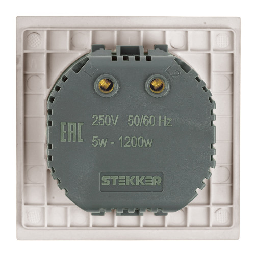Выключатель диммирующий (механизм), STEKKER, 250В, 1200W, серия Мия, RSW10-3106-08, пудровый жемчуг Выключатель диммирующий (механизм), STEKKER, 250В, 1200W, серия Мия, RSW10-3106-08, пудровый жемчуг