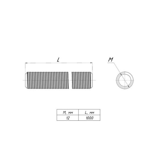 Шпилька резьбовая М12x1000 DIN 975 EKF Шпилька резьбовая М12x1000 DIN 975 EKF