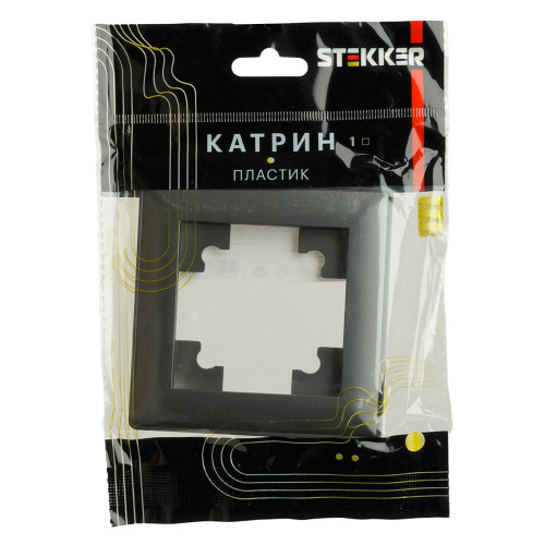 Рамка STEKKER, PFR00-7001-06 1-местная, пластик, серия Катрин,графит Рамка STEKKER, PFR00-7001-06 1-местная, пластик, серия Катрин,графит