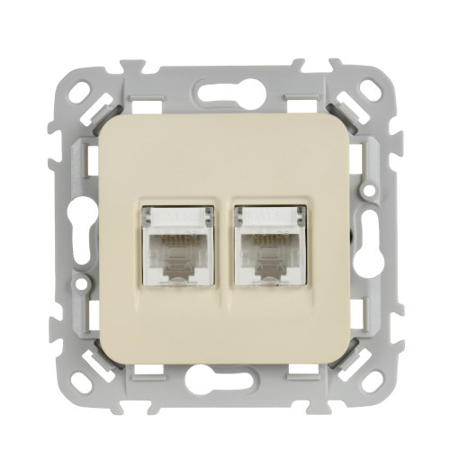 FLITE Розетка 2-местная компьютерная RJ45 категория 5Е UTP РК5е-2-0-ФлСл сливочный IEK