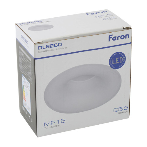Светильник встраиваемый Feron DL8260 потолочный MR16 G5.3 прозрачный, белый Светильник встраиваемый Feron DL8260 потолочный MR16 G5.3 прозрачный, белый