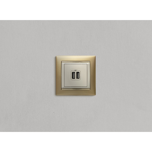 VALENA Розетка USB A + A 15Вт слоновая кость VALENA Розетка USB A + A 15Вт слоновая кость
