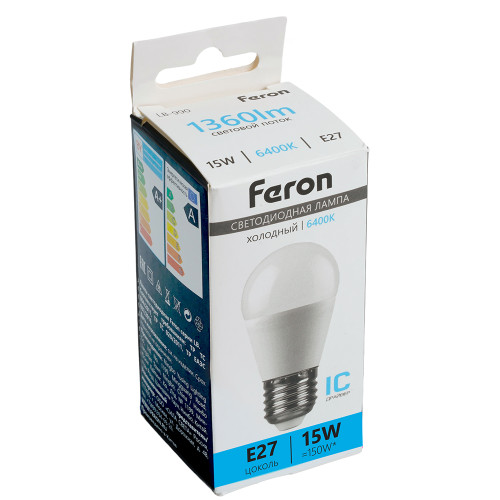 Лампа светодиодная Feron LB-990 Шарик E27 15W 175-265V 6400K