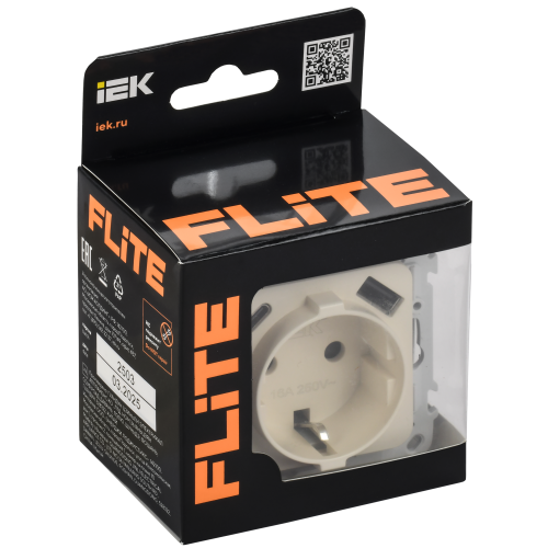 FLITE Розетка 1-местная с заземлением с защитными шторками 16А с USB A+C 20Вт безвинтовое крепление РСЮшс11-1-ФлСл сливочный IEK