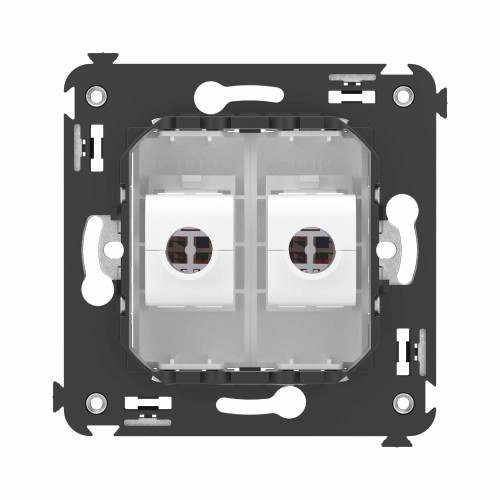 Компьютерная розетка RJ-45 без шторки в стену, кат.6 двойная, Avanti, белое облако Компьютерная розетка RJ-45 без шторки в стену, кат.6 двойная, Avanti, белое облако