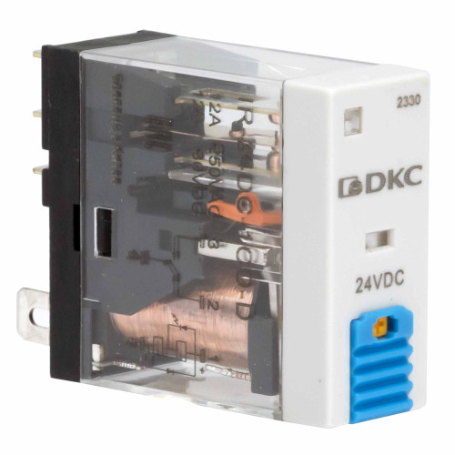 Реле миниатюрное промышленное, 1CO, ком. ток 12А, AgSnO2, напряжение 24V DC, опция: тест-кнопка+светодиод+защитный диод Реле миниатюрное промышленное, 1CO, ком. ток 12А, AgSnO2, напряжение 24V DC, опция: тест-кнопка+светодиод+защитный диод