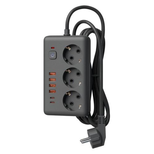 Удлинитель с сетевым фильтром 3х1.5м 10А 4USB + 2USBC 2500Вт ПВС 3х1 прямоуг. черн. КОСМОС FKsm1.5m-3gPF(B)USB Удлинитель с сетевым фильтром 3х1.5м 10А 4USB + 2USBC 2500Вт ПВС 3х1 прямоуг. черн. КОСМОС FKsm1.5m-3gPF(B)USB