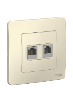 BLANCA С/У РОЗЕТКА двойная: комп.RJ45, кат.5E + телефон. RJ11, МОЛОЧНЫЙ